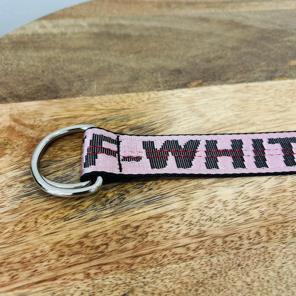 Off White Pink Industrial D-Ring Belt Tow Strap Overall Length 53